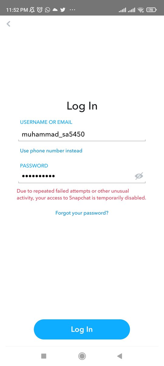 umer5550's tweet photo. @snapchatsupport It's now more than a week since am getting this notification, I wonder if it's a temporarily disabled or permanently tell me what you call it plus my account  was locked in the start and now it says that "invalid username"/"not found " my username"muhammad_sa5450" https://t.co/ctKsWpndS3
