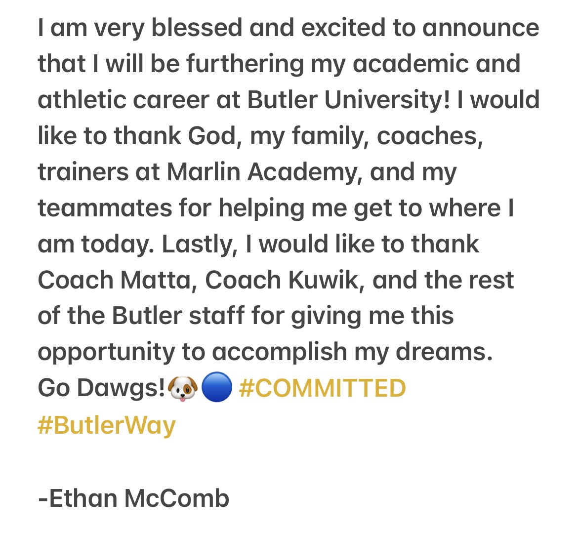 EthanMcComb_5's tweet photo. 100% COMMITTED🐶🔵
Go Dawgs! #ButlerWay @ButlerMBB https://t.co/UdFALDdUFS