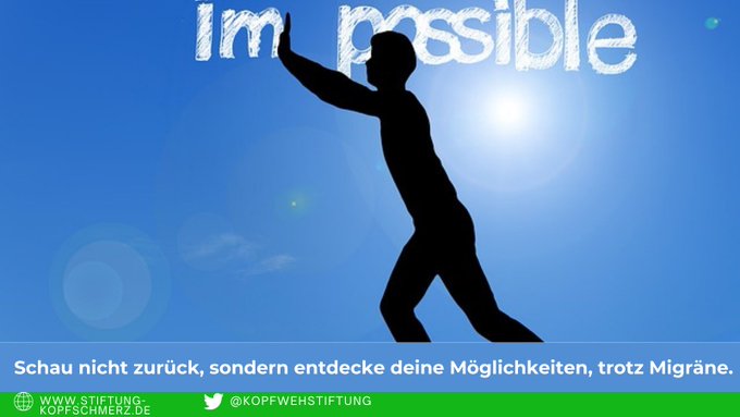 #MotivationMonday:
▶️Schau nicht zurück auf die Träume, die durch deine #Migräne verloren gegangen sind.
👉Schau nach vorne, auf die Möglichkeiten von morgen und lebe dein Leben trotz Migräne.
#Achtsamkeit #Resilienz #Zuversicht
<a href="/kopfwehstiftung/">Stiftung Kopfschmerz / Migräne</a>
#TheMigraineMovement