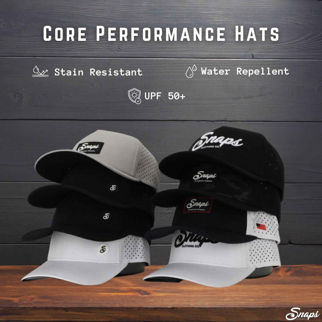 co_snaps's tweet photo. What’s the most important feature in a hat? #snapsclothing #coreperformance #hats #waterrepllent #stainresistant #upf #menswear #mensfashion https://t.co/9eCbDCQXTd