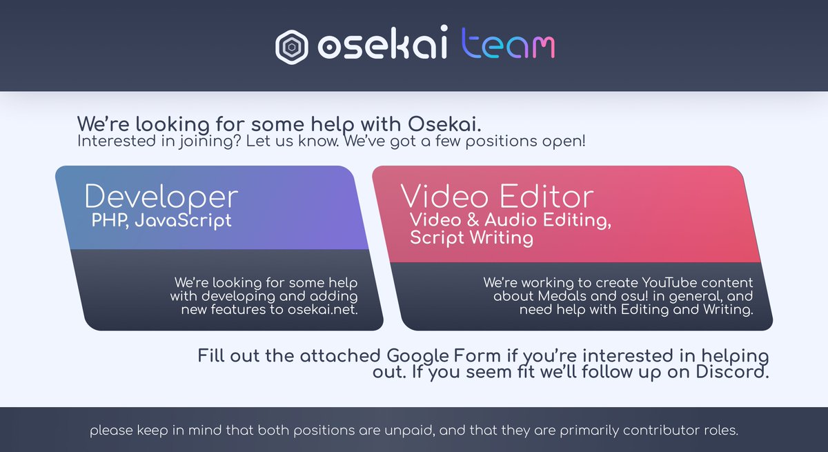 osekaiapp's tweet photo. Have you ever wanted to work with us? Now is your chance!

https://t.co/l8PiUsvyc9 https://t.co/zm8hpgpO2y