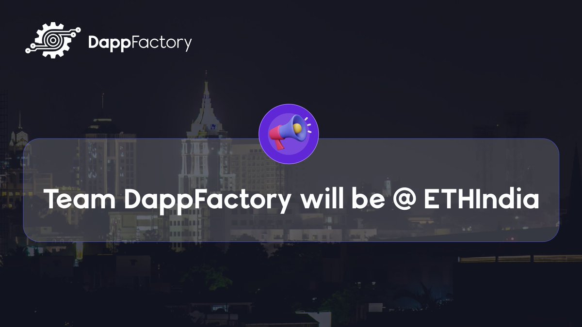 DappFactory_'s tweet image. "What are you doing this weekend?"
Will be in Bangalore and buidling as usual 💪😎
Stop by to say 👋 to Team @DappFactory_ at @ETHIndiaco this week!
#NoCode #DappFactory #BUIDLing