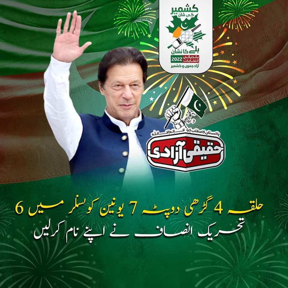 حلقہ 4 گڑھی دوپٹہ 7 یونین کونسلز میں 6  تحریک انصاف نے اپنے نام کرلیں۔

#کشمیر_کپتان_کا