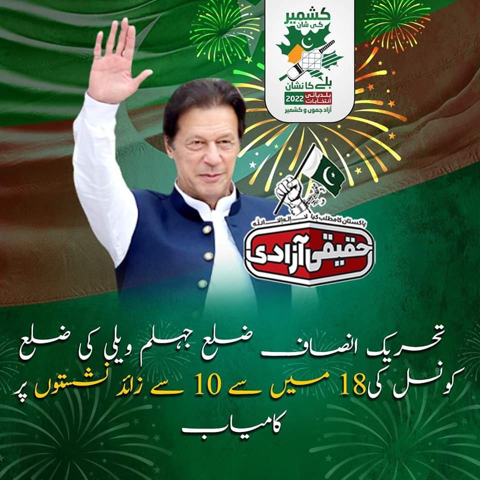 تحریک انصاف ضلع جہلم ویلی کی ضلع کونسل کی18 میں سے 10 سے زائد نشستوں پر کامیاب
#کشمیر_کپتان_کا