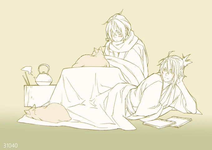 #薄桜鬼ワンドロ深夜のお絵描き60分お題:こたつついこの間、火鉢を描いたので、お揃いっぽい絵 