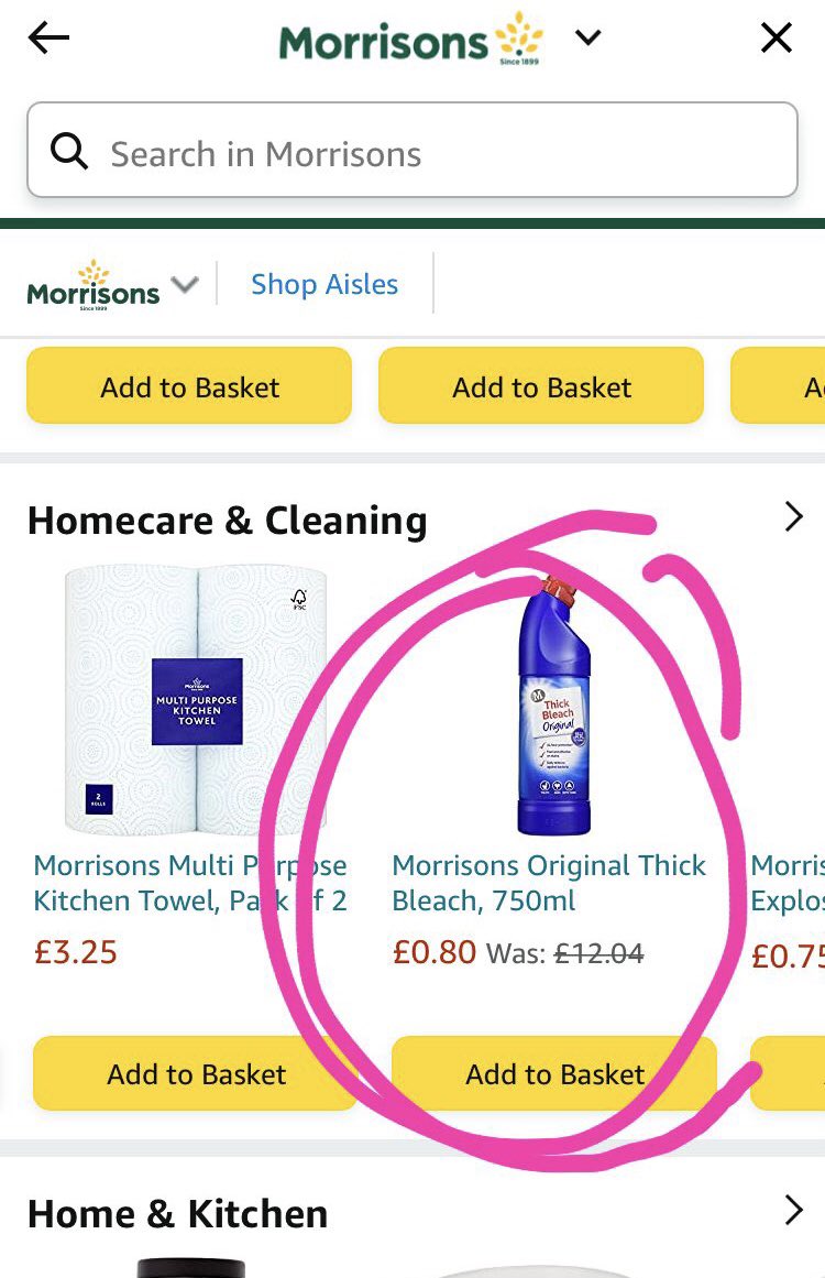 SeetheFeed's tweet photo. @amazon @MorrisonsNews is there a name for this kind of pretend price hike to make a ‘discount’ seem brilliant when in fact I’m pretty sure this was never for sale at £12.04 ? #inflation #CostOfLivingCrisis #morrisons https://t.co/yQ6iPKVmfC