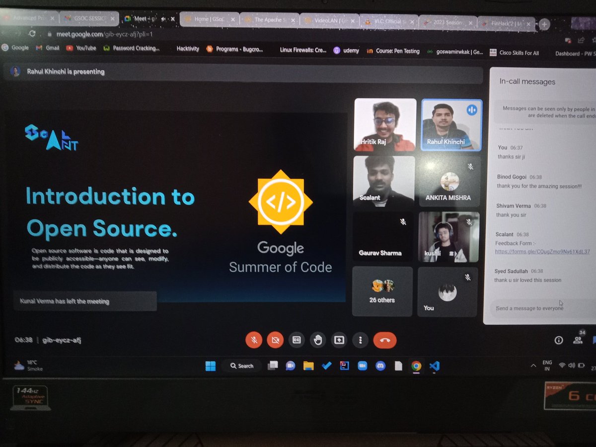 RohitGoswami064's tweet photo. Today, I learn lots of new things about gsoc. Thanks for all https://t.co/b0MkeublWQ