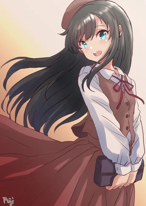 秋っぽい色合いの朝潮ちゃん描きました
お帽子似合う気がしたのでかぶせたやつもありまぁす 