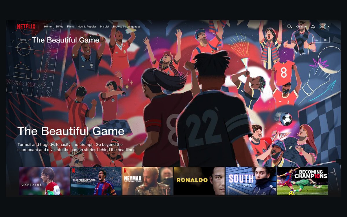 rajkdhunna's tweet photo. The Beautiful Game for @netflix available to see world wide 🌍🤎

I made the artwork for a space that contains the Netflix #football films and shows.

If you search ‘beautiful game’ or find it in the categories sections you will see it. Unless it shows up on your home page 🌞 https://t.co/OxgPKCDYF7