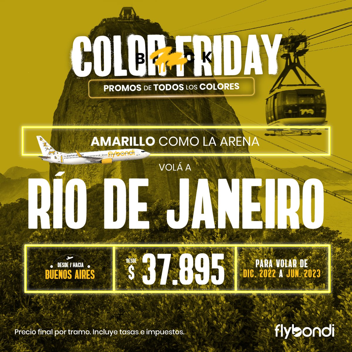 flybondioficial's tweet photo. Bondi, las playas de Río de Janeiro te esperan 😉. Mandale click acá 👉🏻https://t.co/CyNlTyp4W3 y disfrutá de los paisajes de Brasil🇧🇷 

#ColorFriday #Brasil #Flybondi https://t.co/99747R0qlb