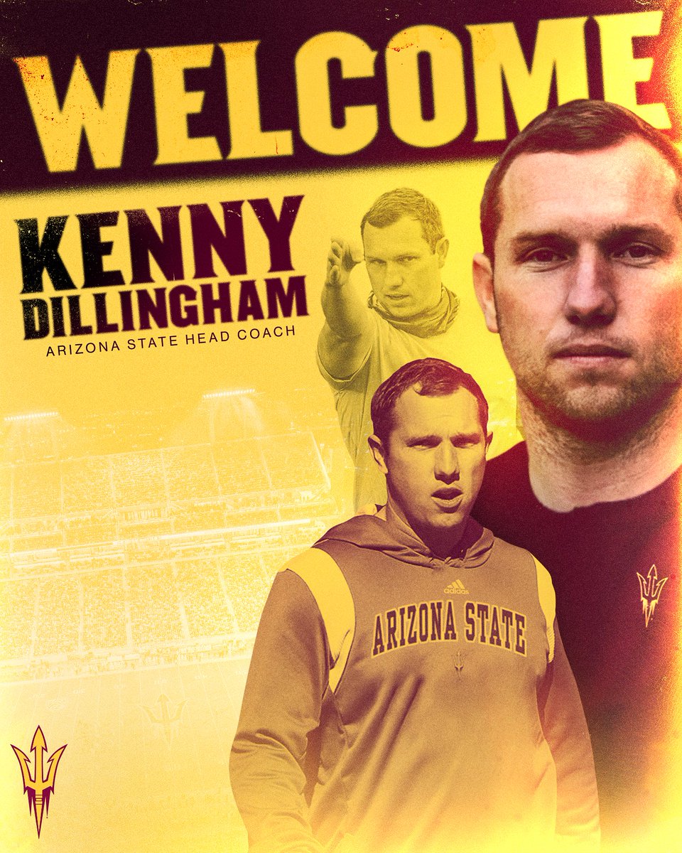 Sun Devil nation, please welcome ASU graduate Kenny Dillingham back to the desert. Welcome home Coach! #ForksUp #O2V