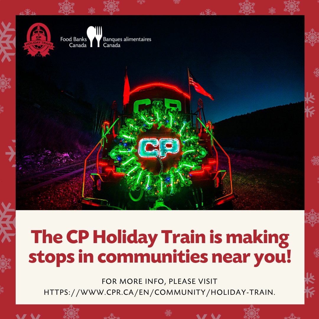 It’s back! The 24th annual @CanadianPacific #CPHolidayTrain is departing Montreal today and stopping in 168+ communities in North America to help support people experiencing food insecurity! For a full listing of stops and performers, please visit cpr.ca/en/community/h….