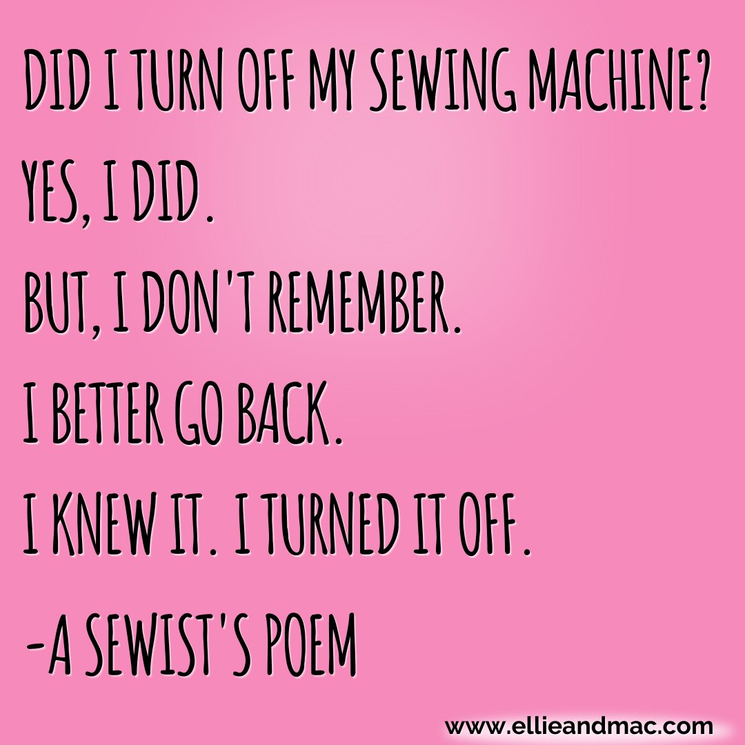 Ellieandmac's tweet image. An ode to all sewists! When you know, you know. 😂

#ellieandmac #ellieandmacpatterns #sewinghumor #sewinghumour #sewinglaughs #sewists #sewers #sewingmachine #sewinglove #sewingmachinelove #sewingmachines #brothersews #singersewingmachine #brothersewingmachine #jukisewingmachine