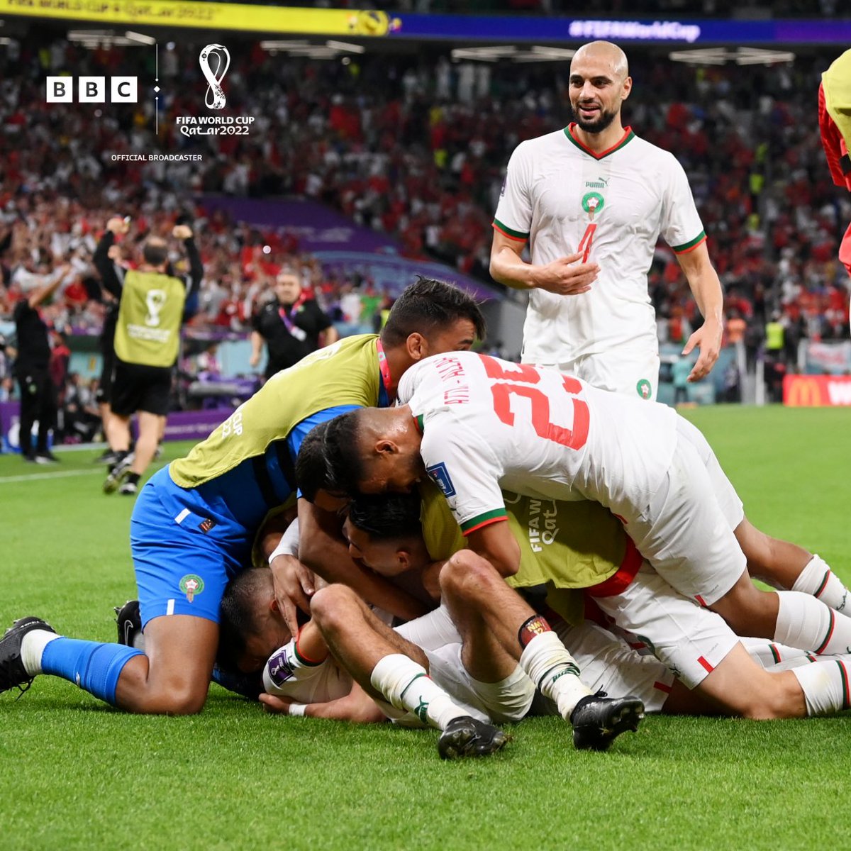 BBCMOTD's tweet photo. Amazing 👏 

That was only Morocco's third-ever win at a World Cup and it comes against the second-ranked team in the world.

#BBCWorldCup #BBCFootball https://t.co/bTkfNP7AiP