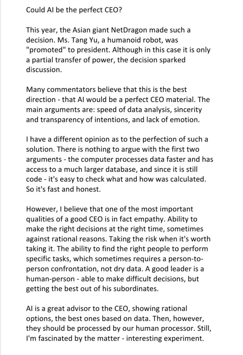 jannostitz's tweet photo. Could #AI 🤖 be the perfect #CEO?
This year, the Asian giant #NetDragon 🐲 made such a decision. Ms. Tang Yu, a #humanoid robot, was "promoted" to president.
#technology #startup #business
More ⬇️ https://t.co/oKWVMiq9Lp