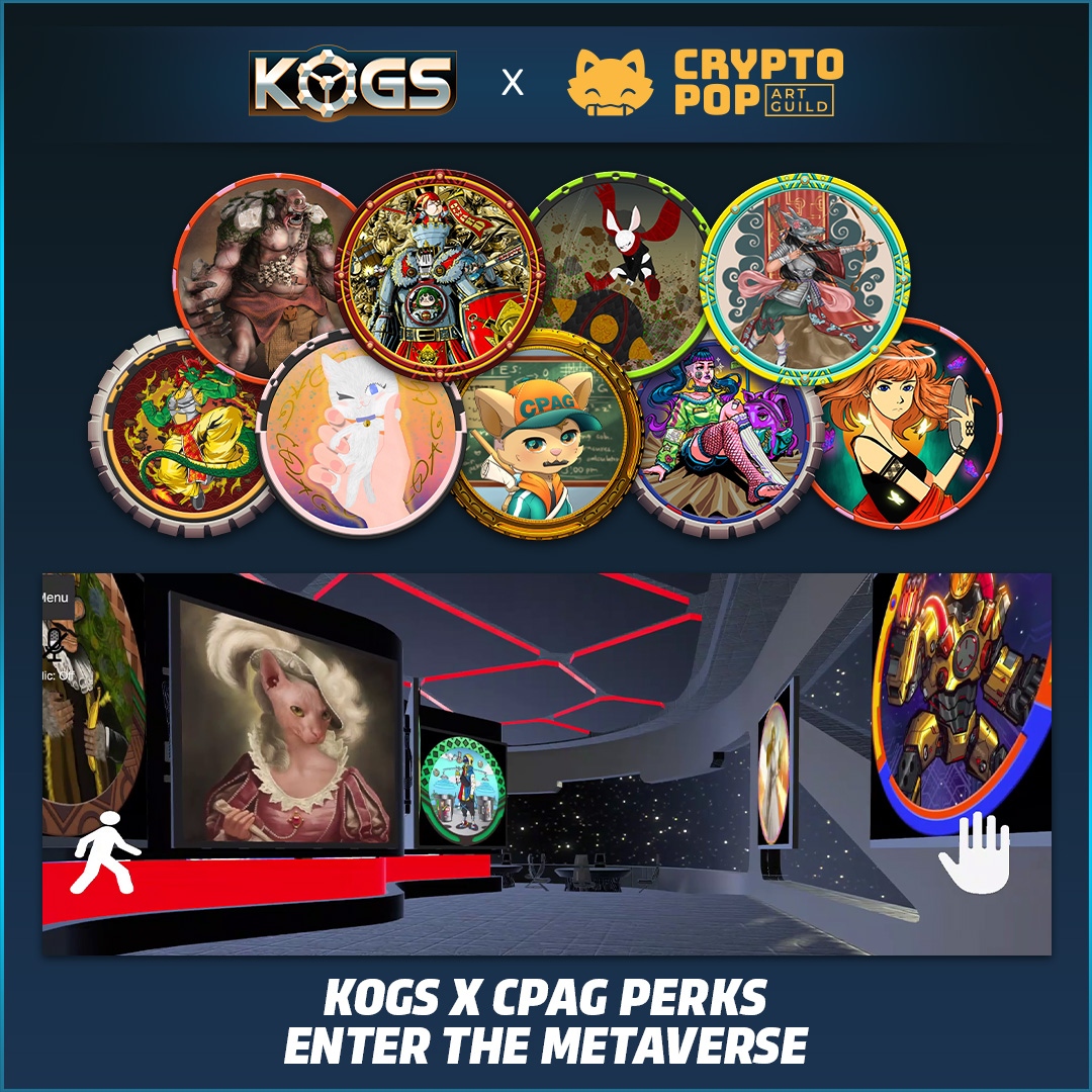 KOGS_GG's tweet photo. Buying KOGs x CPAG booster packs gives you more than just new NFTs. 

These @cryptopopart designed KOGs can give you access to the @RFOX_VALT metaverse, complete with your own avatars!

Join the sale: https://t.co/1VdAjfka3i https://t.co/YUb8vTUh2I