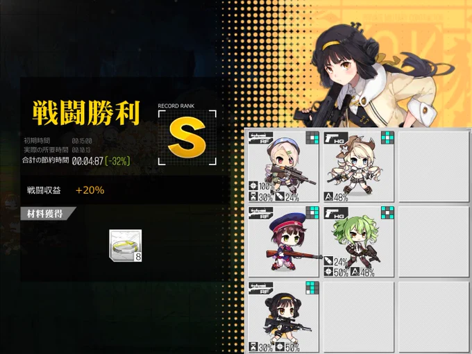 今週の融合演習月、木 (-28~31%)火、金 (-26~32%)水、土 (-38~43%)コントロール不要%は乱数により多少異なる場合があります火·水曜日の融合演習も設定しておけば機器を変えない限りそのまま残ります今週は全体的に安定していますね。#ドルフロ #融合演習 