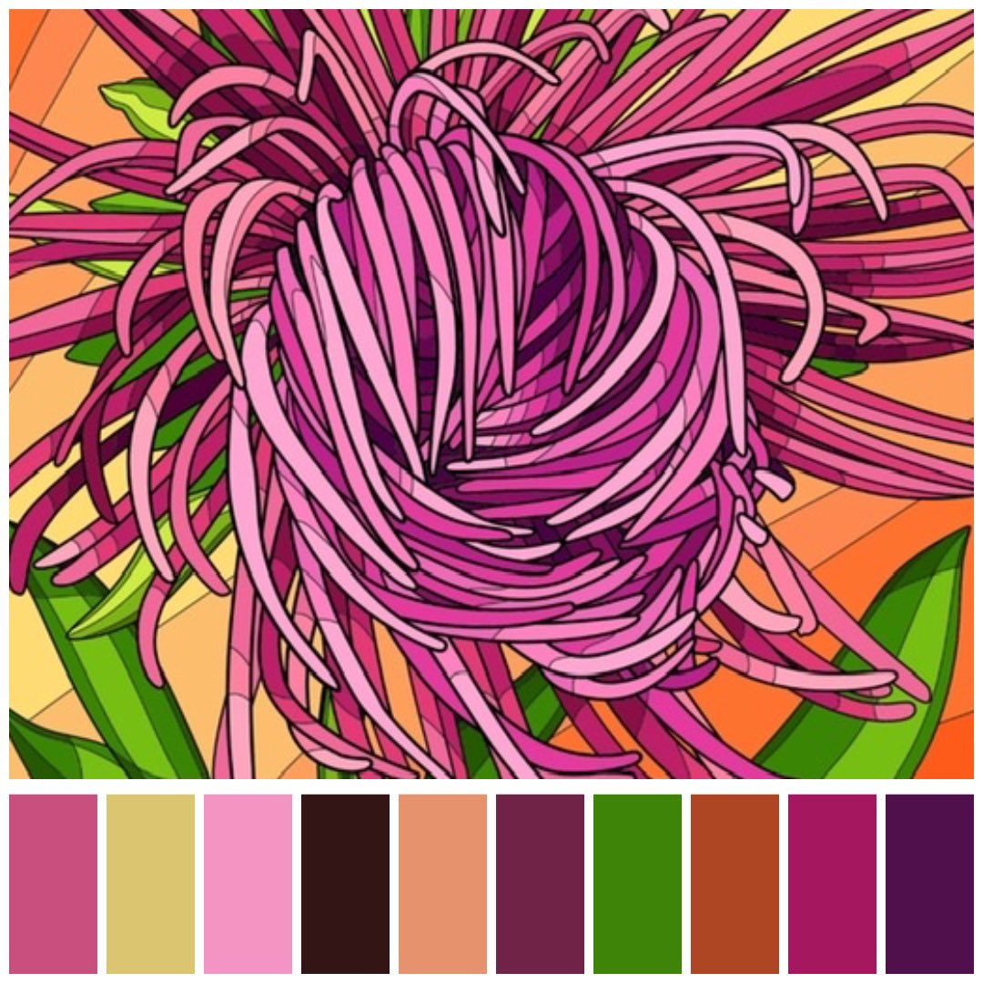 DianeSLoftis's tweet photo. ✨🌸 My Happy Color for today!
The first, fashion lady silhouette has only seven, stunning colors. The second, a contrasting &amp; expressive, pink flower. Then, I created my own color palettes for both using Paletter. Which do you favor?
 #HappyColorApp #HappyColor https://t.co/TxJh5bWF7f