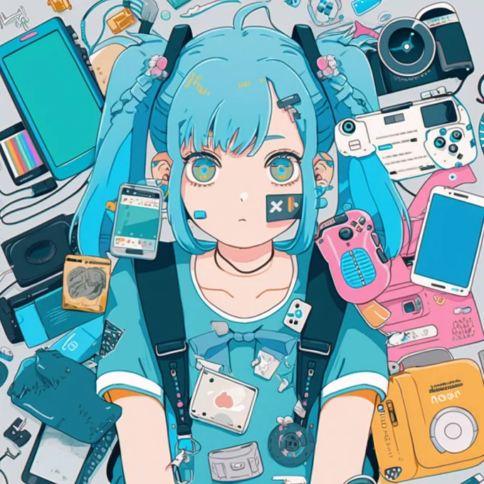 #nijijourney 色で分けてみました。surrounded by gadgetsはなかなかいいプロンプトです。 