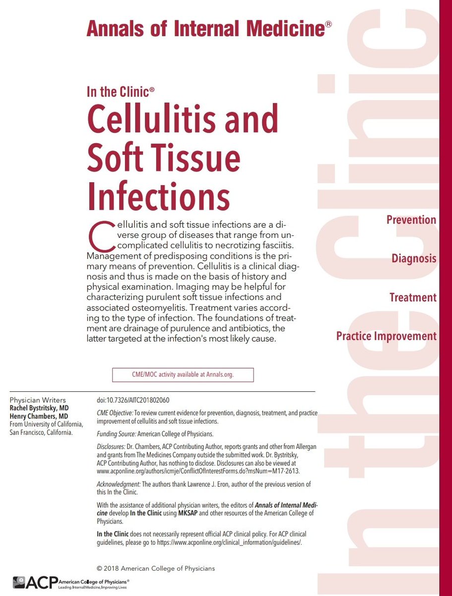 SOMELaguna's tweet photo. Celulitis e Infecciones de tejidos blandos🧫🔬

1️⃣Definiciones
2️⃣Anatomía
3️⃣Fisiopatologia
4️⃣Etiología
5️⃣Diagnóstico
6️⃣Tratamiento antibiótico oral e IV
7️⃣Pronóstico

doi:10.7326/AITC201802060

🔓📃https://t.co/pdXNGW81H8 https://t.co/3OcxV4fqFv
