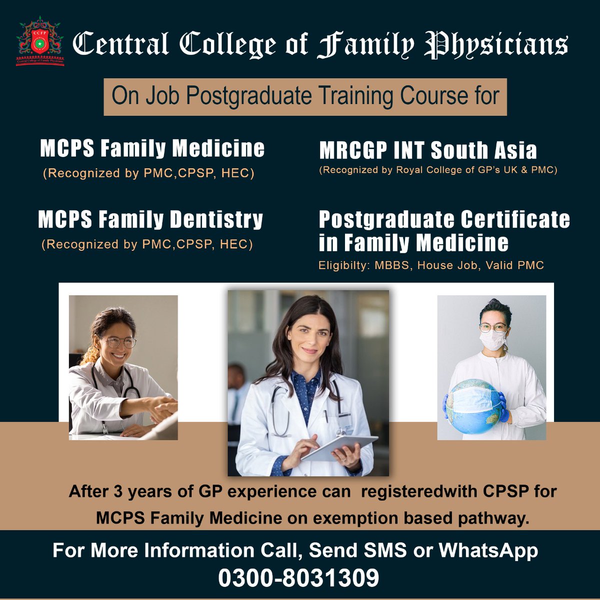 Central College of Family Physicians 

POSTGRADUATE DEGREES ON EXEMPTION BASED

ONLINE APPLICATION FOR (Click below link)
forms.gle/LVaPsodDjtoVPt…

wa.me/923008031309