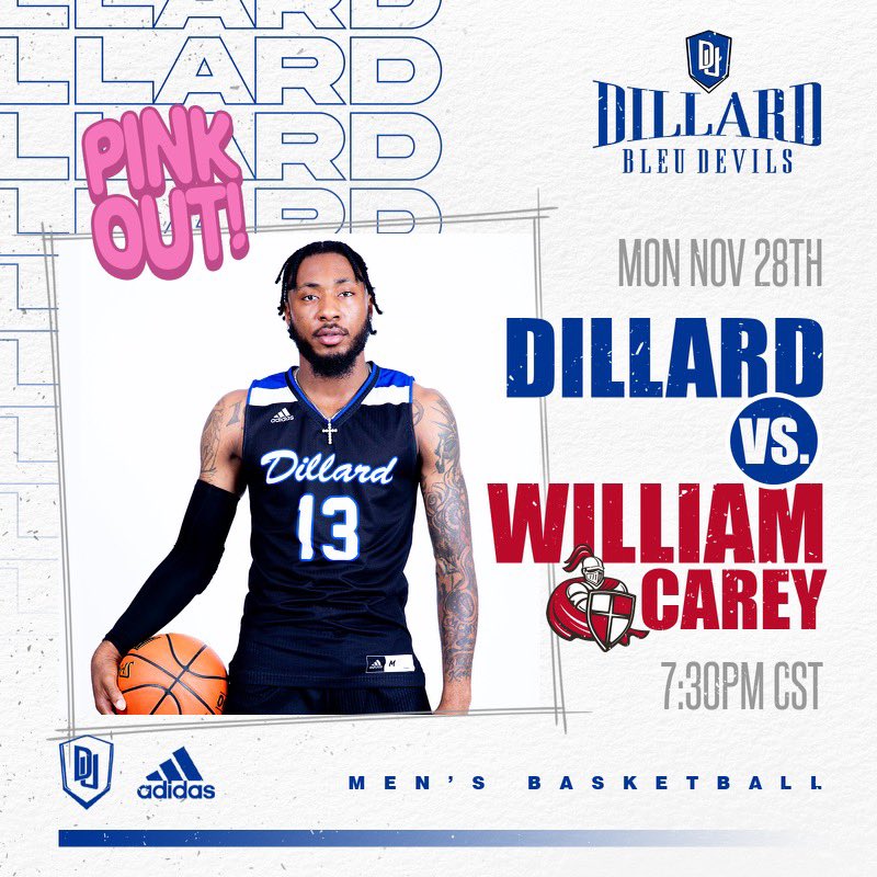 GeauxDU's tweet photo. MBB will take on William Carey tomorrow in Dent Hall! It will be pink out so make sure you wear your pink‼️SEE YOU THERE‼️#geauxbleu⚪️🔵🏀 https://t.co/1mMeaTijPd