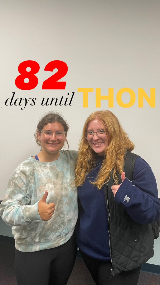 SFdaysuntilTHON's tweet photo. The non pair chair pair, Ally Bolich and Rachel Sherman, are here to remind everyone we’ll be dancing in 82 days! https://t.co/qo9PKvYiGF