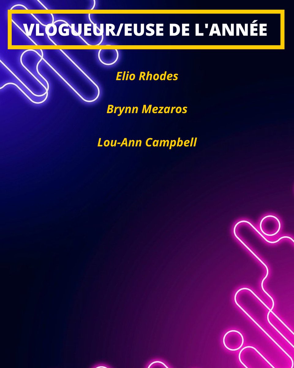 ⠀⠀╱ ❛ VLOGUEUR/EUSE DE L'ANNÉE ❜
⠀⠀ ⠀⠀ ⠀⠀┊les nommés sont...

⭐️ <a href="/nostalgiclovrs/">Elio Rhodes - "pro"</a> 
⭐️ <a href="/spiritedove/">BRYNN</a> 
⭐️ @cIoudy_moon