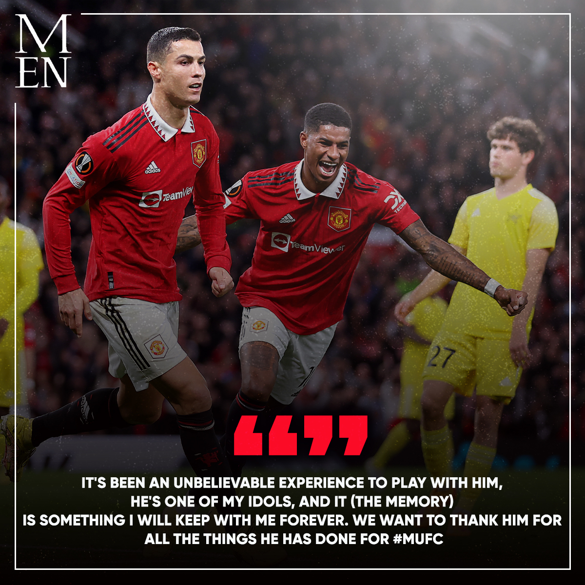 ManUtdMEN's tweet photo. Rashford on Ronaldo💭

#mufc https://t.co/o71NUlLXZf