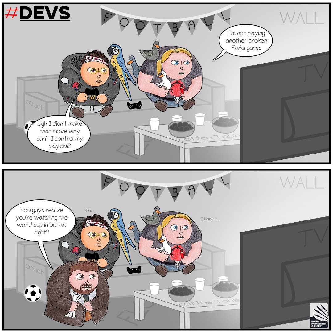 FourhorseMGames's tweet photo. Sunday devcomic 111! Everyone's thinking about football one way or another ⚽
#comic #webcomic #sunday #indiegame #tagparty #mobilegames https://t.co/ULvGn5j6uF