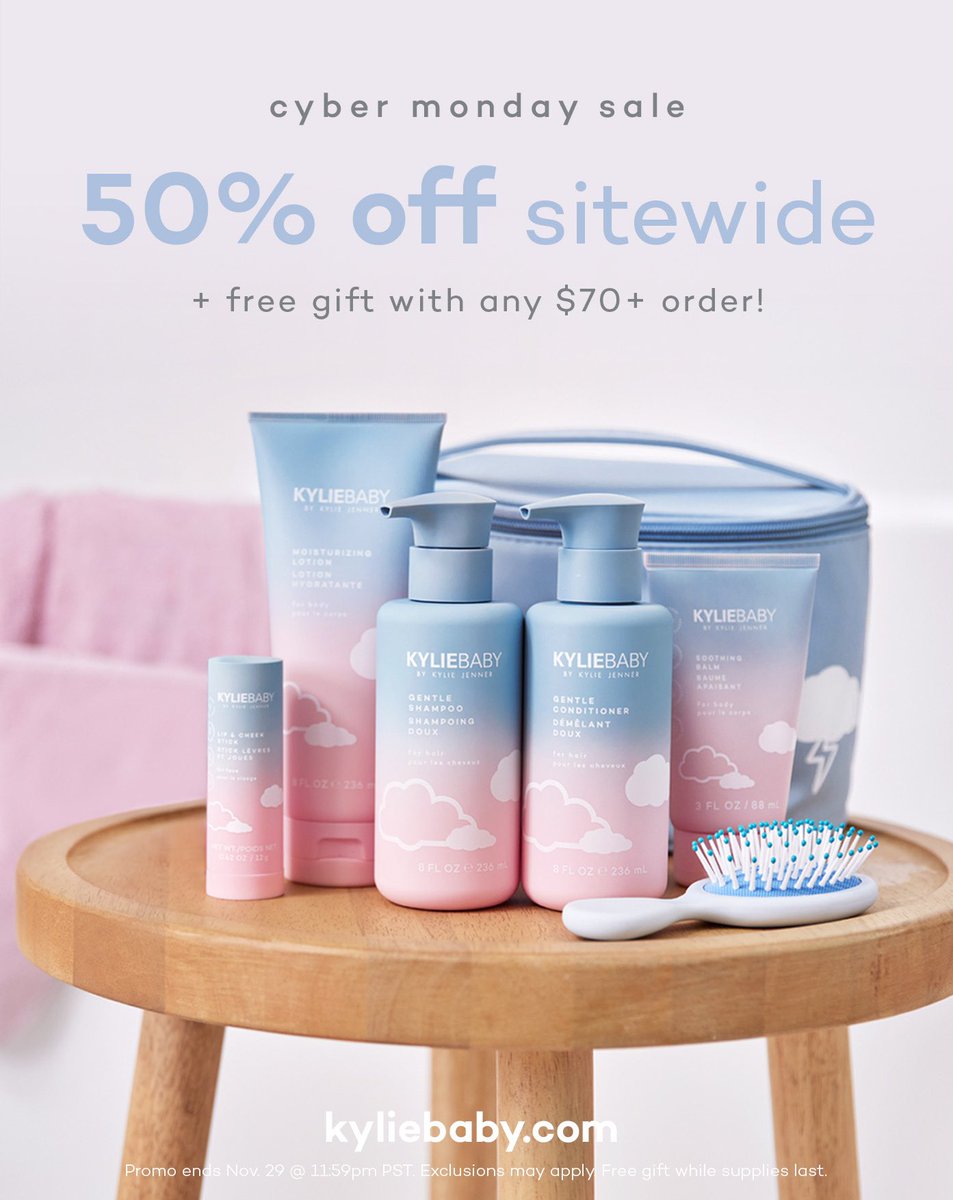 kyliebaby's tweet photo. Our #CyberMonday sale starts now! ⁠☁️ Shop our clean, conscious baby care during our 50% off sitewide sale on https://t.co/EZeRyBMg0U 🤍 Ends 11.29 11:59pm pst. https://t.co/pNejdIfd22
