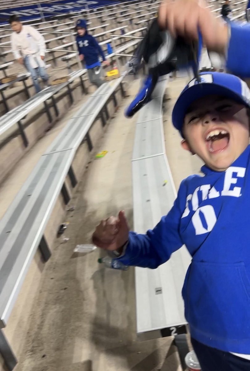 dukefanclee's tweet photo. Asher’s reaction says it all! This is what it’s ALL about…. moments we’ll never forget. Thank you @TerryMoore02 and @DukeFOOTBALL #GoDuke #BleedBlue #DukeGang #DukeFootball https://t.co/0fLhV9nmLE