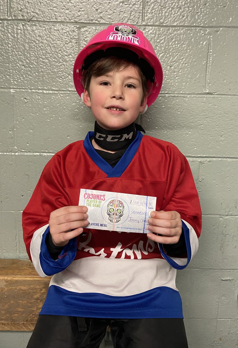 Congrats to Liam of the U9B Canadiens on being the <a href="/CojonesTacos/">Cojones Tacos & Tequila</a> bravest player of the game this week. <a href="/SJMHA/">St. John's Caps</a>