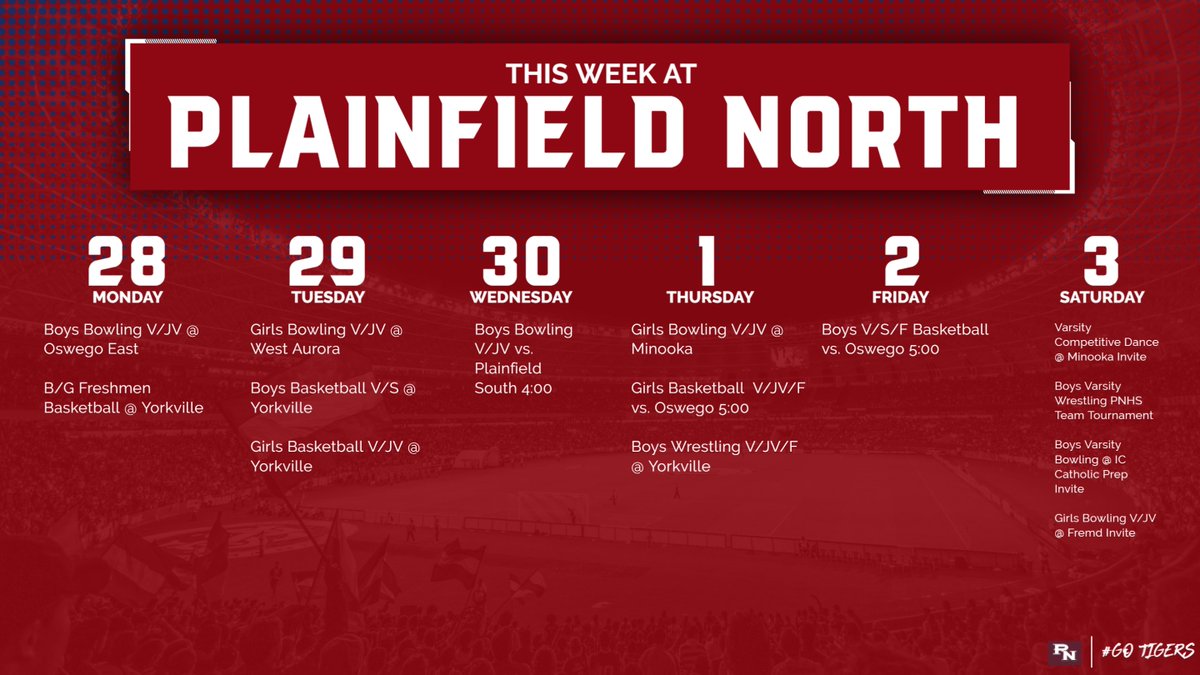 This Week's North Athletics!  SUPPORT YOUR TIGERS!