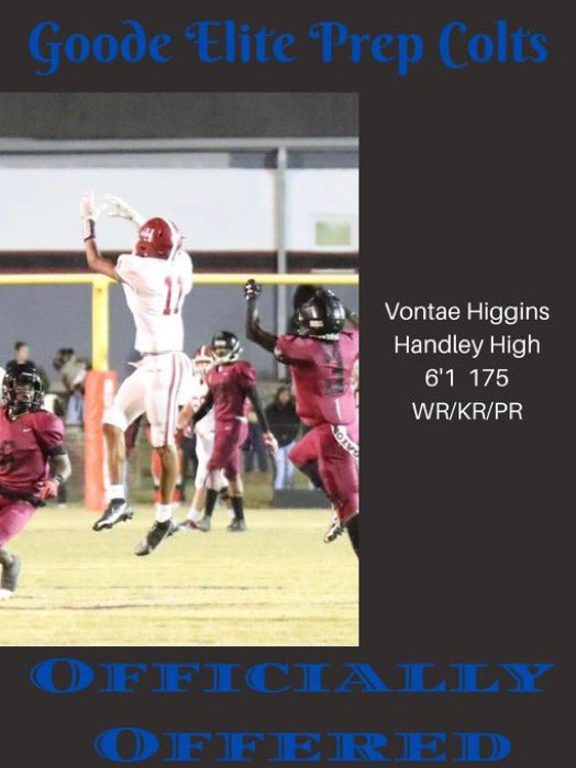 VontaeHiggins's tweet photo. I am blessed to receive my second offer from Goode elite prep colts after having a great talk with @marqucee @GoodeElitePrep
(AGTG) https://t.co/YAsUat9FaL