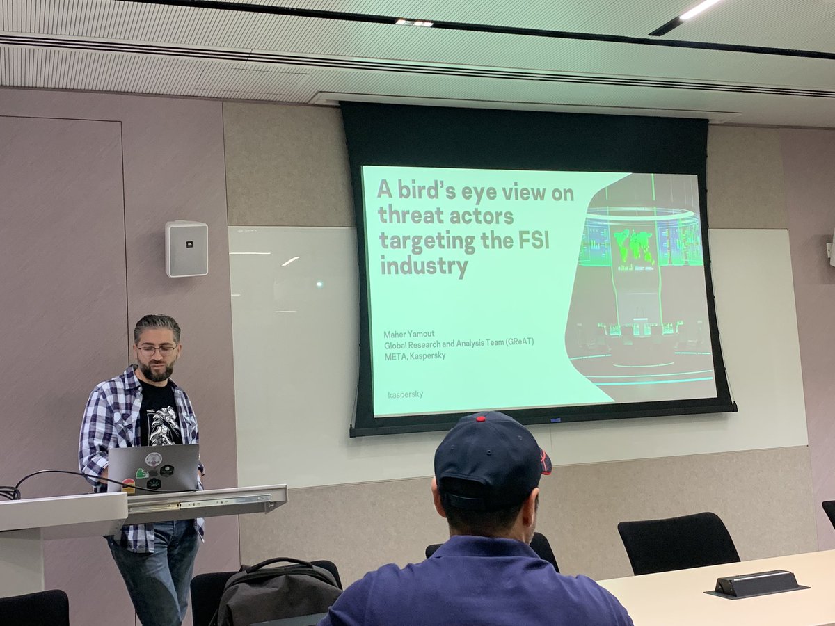 Maher explaining about “Bird’s eye view on Threat actors targeting FSI Industry” techniques in November chapter meetup.