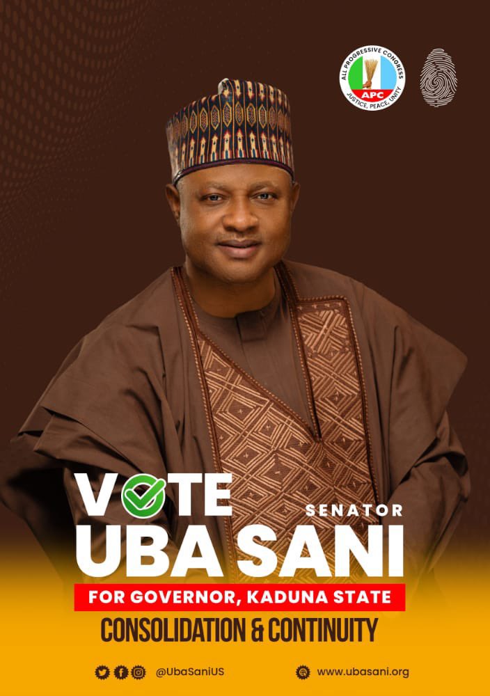Better_Kaduna's tweet photo. Good people of Kaduna, Get your PVCs!
Vote APC, Vote for @ubasanius, Vote for Consolidation and Continuityโ
#TheProgressContinues
(8/8) https://t.co/iMdYbLDeEJ