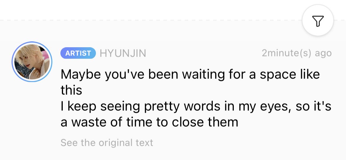 HHJCentral's tweet photo. Hyunjin said the bubble community feature is something he’s been waiting for because now he is only seeing pretty words 🥺❣️ https://t.co/8HC6DhjWIP