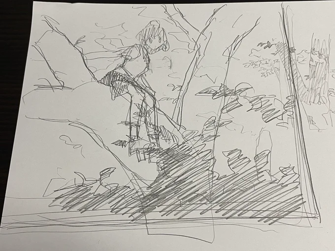 そういえばキャラの手前に何かが重なってる絵ってほとんど描いてないな。 