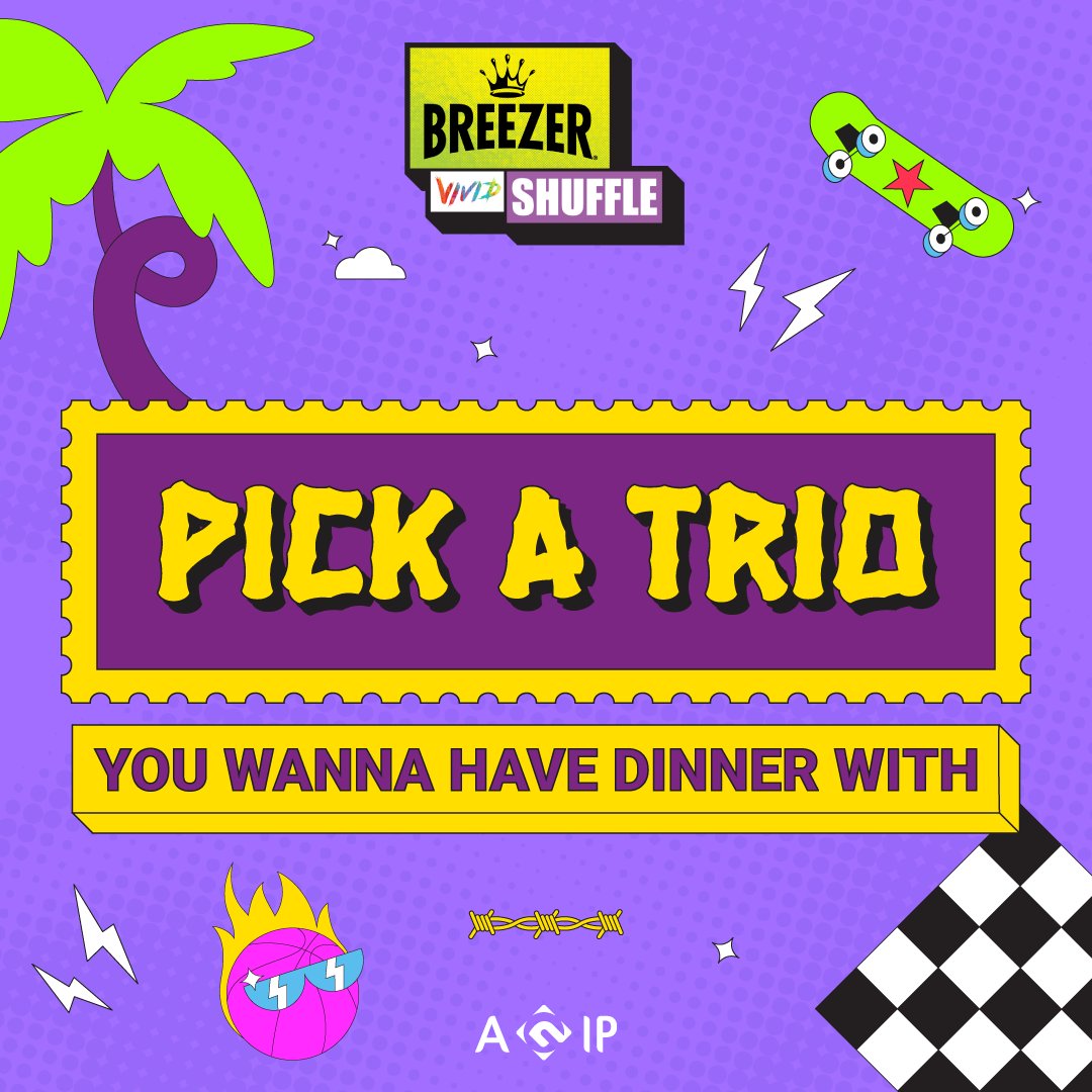 bvshuffle's tweet photo. What's your perfect dinner party? Pick your trio &amp; comment below 🍽

#BREEZERVividShuffle #BeatsOfTheStreets https://t.co/tq8MydTd1c