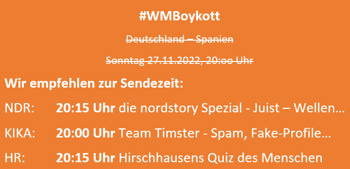 OedpThueringen's tweet photo. Fußballkracher? @ZDF Wir empfehlen als #WMalternative den #erstenAdvent besinnlich zu begehen. Auch im Fernsehen läuft Spannendes zur gleichen Zeit.
Bleiben wir menschlich.
Setzen wir ein Zeichen.
#WMBoykott #Menschenrechte https://t.co/k66WHb8I3b