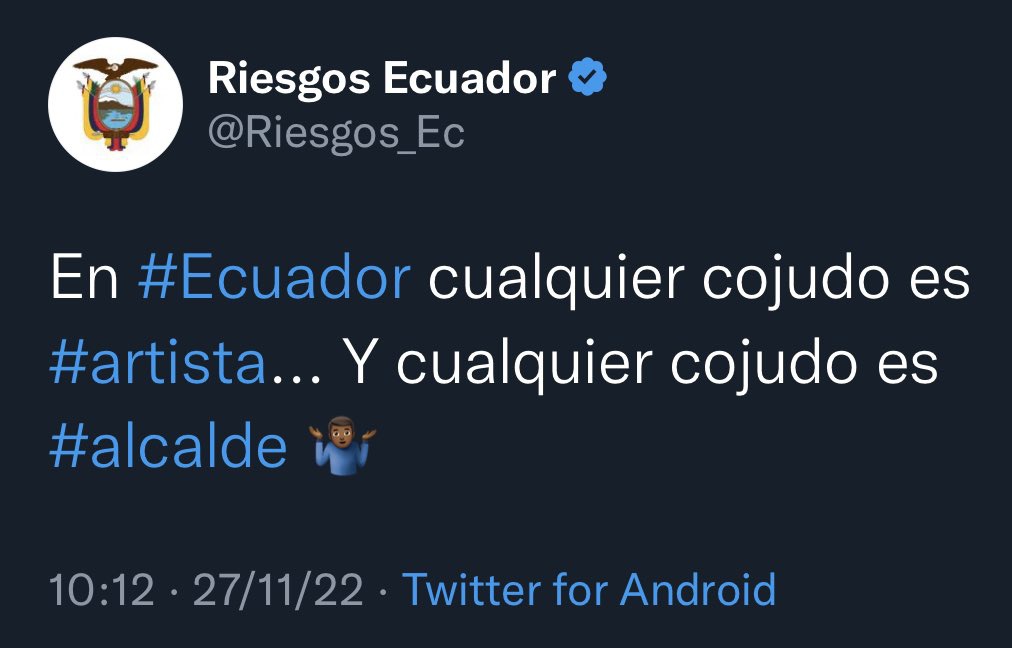 socialholico's tweet photo. Oigan @Riesgos_Ec se les borró este tuit por error, pero tranquilos que lo pudimos recuperar por ustedes. https://t.co/hyVGoDDFb6