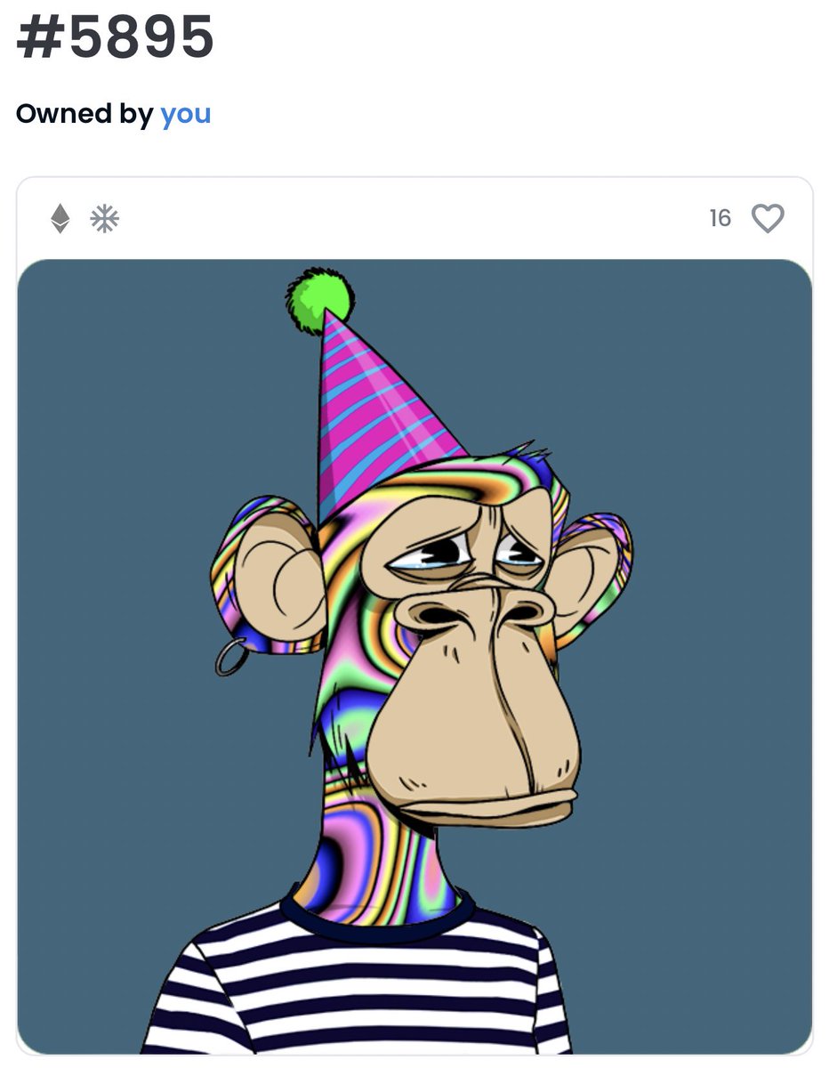 CliveAlderman89 (@clivealderman) on Twitter photo Today is a good day! Welcome to the family Trippy Ape #5895 along with the two serums to complete the set at some point.
<a href="/BoredApeYC/">Bored Ape Yacht Club 🍌</a> #BAYC #bayc #apesfollowapes #apefollowape Today is a good day! Welcome to the family Trippy Ape #5895 along with the two serums to complete the set at some point.
<a href="/BoredApeYC/">Bored Ape Yacht Club 🍌</a> #BAYC #bayc #apesfollowapes #apefollowape