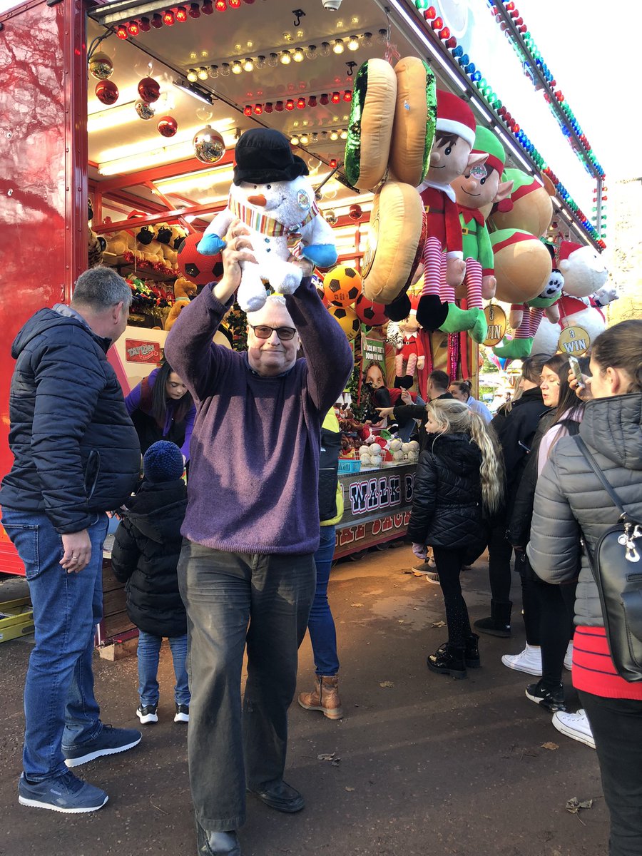 MrARBarr's tweet photo. Today I won @PennyJBarr a high-quality fluffy snowman with my skill and expertise but she’s already given it to a passing small child. 

 #Christmas #Edinburgh https://t.co/CsQ5gtXFOr