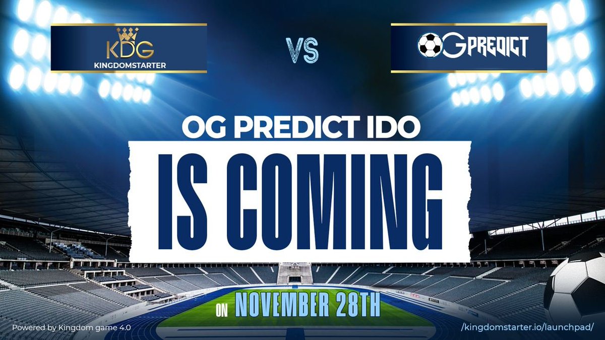 Gem_ResearchG's tweet photo. OG Predict is a football prediction game that I think could be profitable in The World Cup atmosphere
⏳IDO on @KingdomGame_KDG & Listing PCS on Nov 28th (100% TGE)
Seem like we have a good deal.
This isn't investment advice, DYOR guys
#KDG #Kingdomstarter #OGPredict #IDO https://t.co/Wz5nBmrqAn