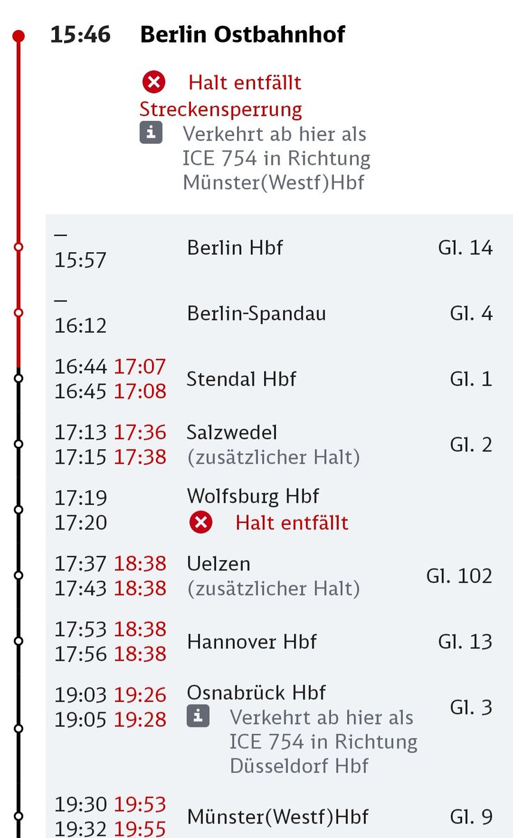MrChilling29's tweet photo. @DB_Bahn Guten Tag, ich habe eine Fahrkarte für den ICE 754 für den Streckenabschnitt Hannover HBF bis Münster HBF. Aktuell stehen bei mir aber zwei verschiedene Abfahrtzeiten (18:19) und 18:38. Welcher Zeit kann ich vertrauen? https://t.co/0UrPrN1v54