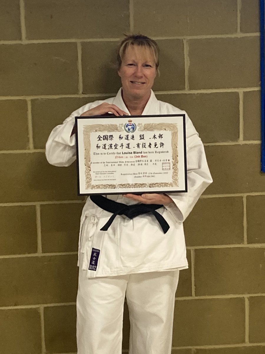 LouBcakes's tweet photo. So, after many months of intensive #training, today I finally achieved my #2ndDan #karate #blackbelt #SEMKA #HorshamKarateClub I’m a knackered heap, but rather proud of myself! #fitness #exercise #martialarts #nevertooold https://t.co/FGNYKgnxur