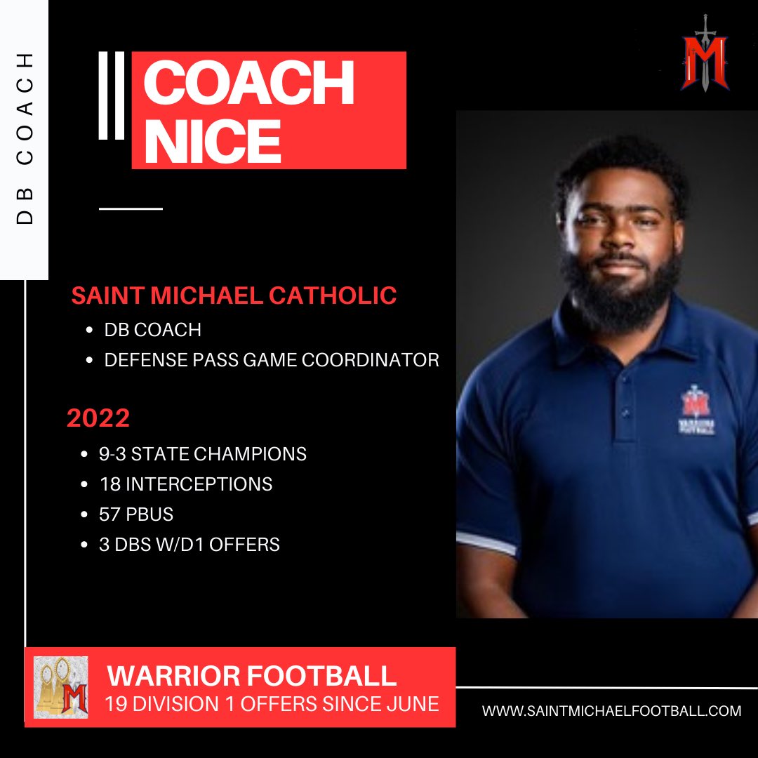 warriorfbsmhs's tweet photo. This Advent season we want recognize and celebrate the men who make our program special. @CoachNice_SMHS is the best at what he does and we are blessed by his commitment to our program and our student athletes. Thank you Champ!! ♥️💪💍 @WarriorCoachBr1 @THE_CoachDJ https://t.co/Rhm0YqN3O6
