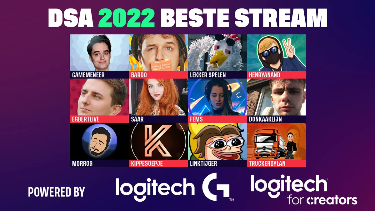 StreamAwards_NL's tweet photo. Dit zijn de genomineerden in de categorie beste stream!
π³ Stemmen op jouw favoriet is nog steeds mogelijk: https://t.co/uQ2GZLv5JN
#DSA22 https://t.co/cDRhFquGDJ
