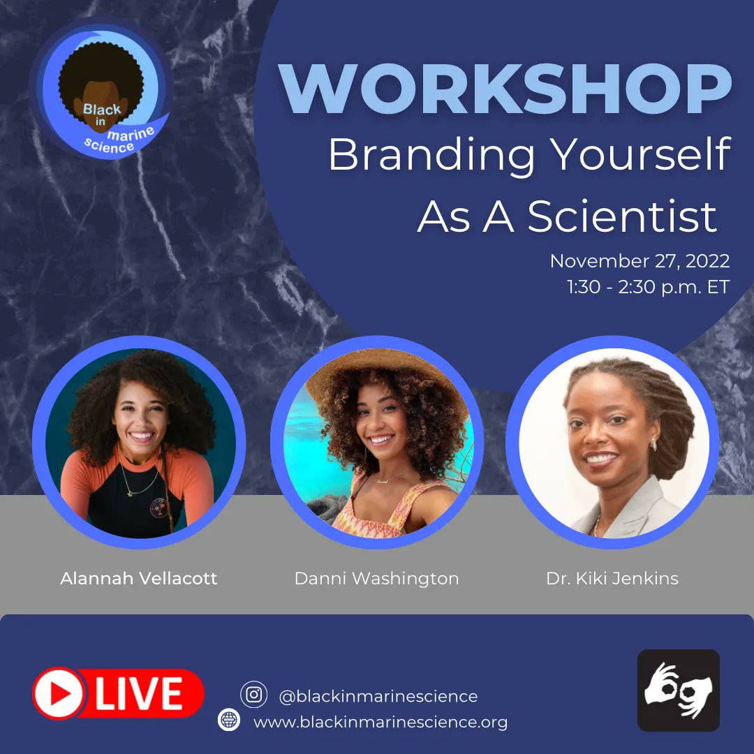 It’s #BIMSWeek Make sure to join us for our first #workshop ”Branding Yourself As A Scientist” It’s not too late to register! Head over to bit.ly/3F7lgPk to register! We’ll see you there! 

#BIMSSweepsTheBeach #BIMSRollCall #BlueTableTalk